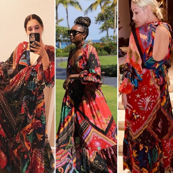 FARM Rio Vibrant Red and Blue Maxi Dress - Picture 11 of 16